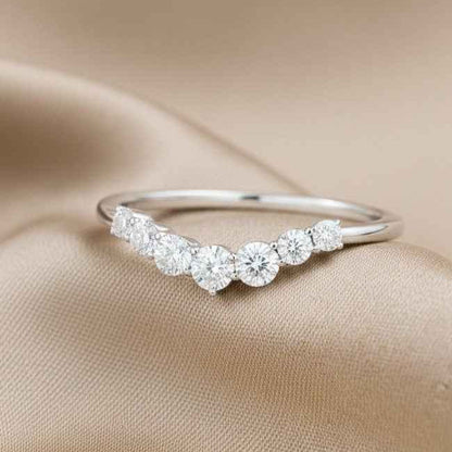 The Radiant Crown: 0.54ct Moissanite Chevron Nesting Band