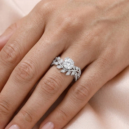 The Enchanted Vine: 2.20ct Round Moissanite Nature-Inspired Ring