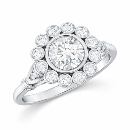 The Art Deco Bezel: 1.79ct Moissanite Vintage Halo Engagement Ring