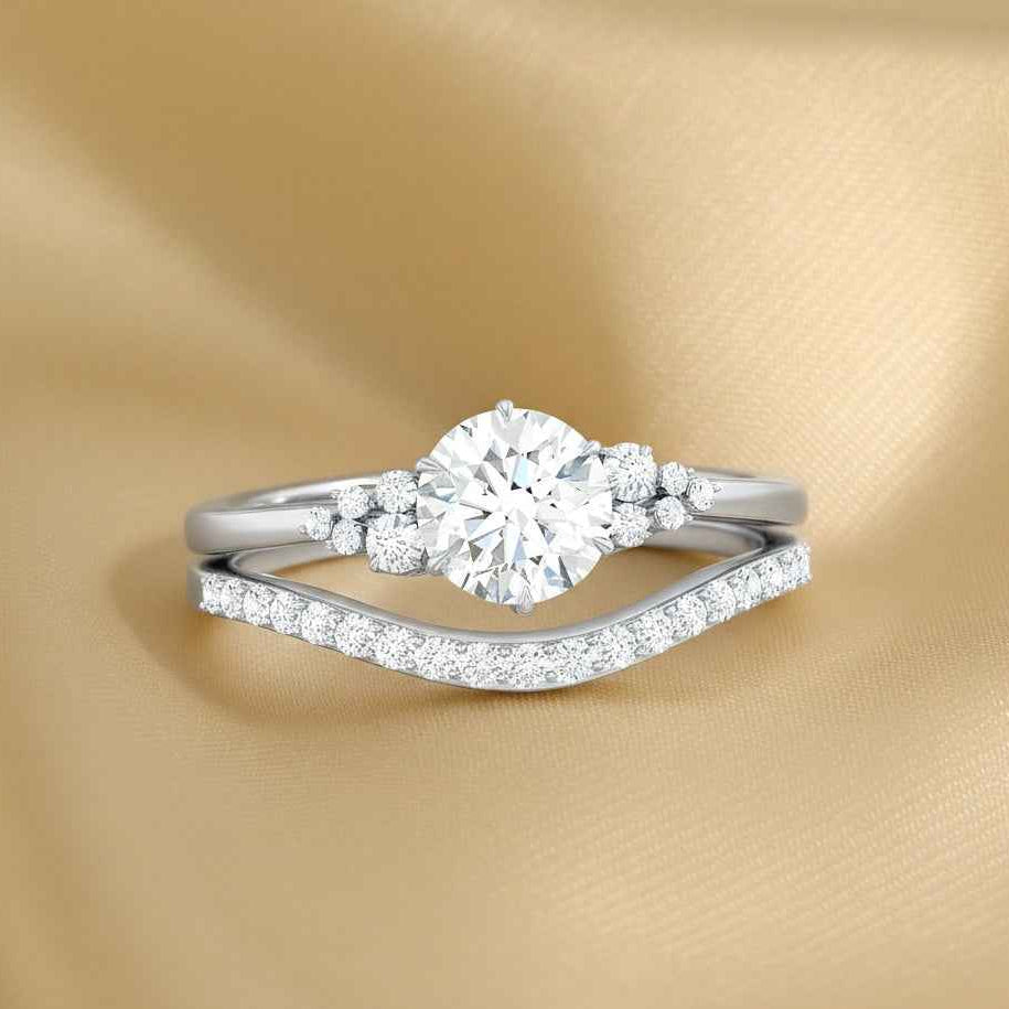 The Starlight Arch: 1.30ct Moissanite Cluster Bridal Ring Set