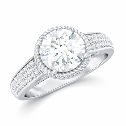 The Braided Elegance: 1.50ct Round Moissanite Rope Halo Ring