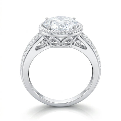 The Braided Elegance: 1.50ct Round Moissanite Rope Halo Ring