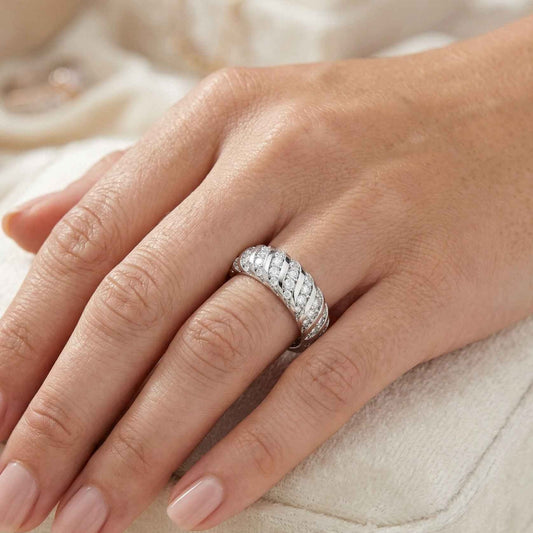 The Swirling Ribbon: 1.38ct Moissanite Dome Eternity Band