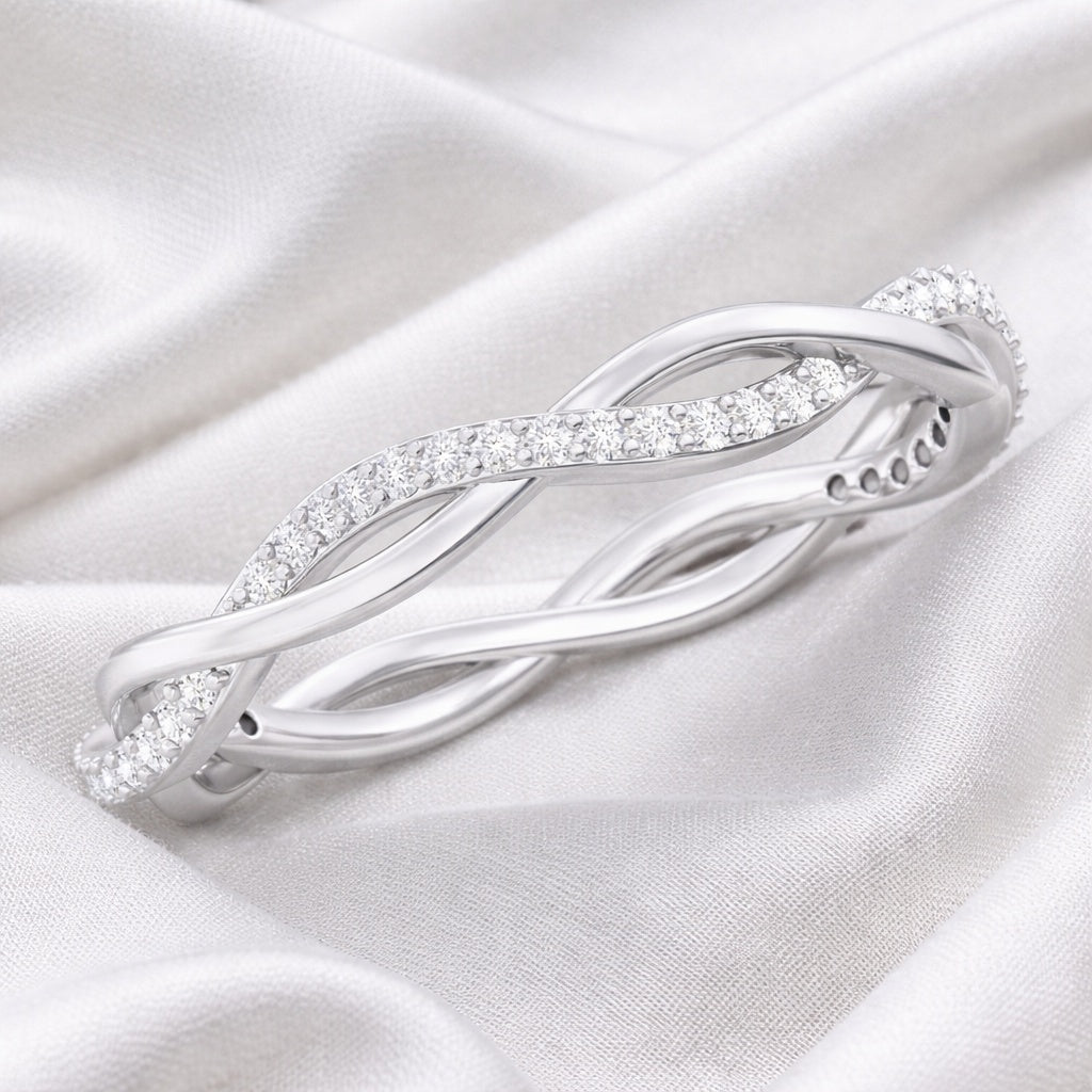 The Infinity Interwoven: 0.45ct Moissanite Twist Stackable Band