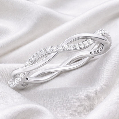The Infinity Interwoven: 0.45ct Moissanite Twist Stackable Band
