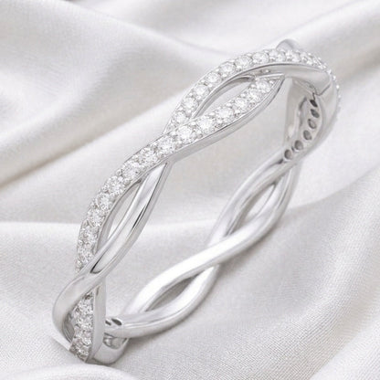The Infinity Interwoven: 0.45ct Moissanite Twist Stackable Band