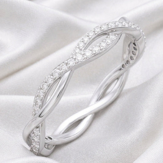 The Infinity Interwoven: 0.45ct Moissanite Twist Stackable Band