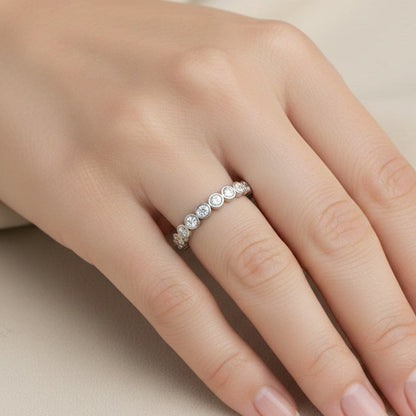 The Delicate Whisper: 1.5mm Moissanite Stackable Eternity Band