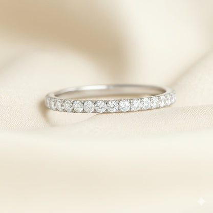 The Delicate Whisper: 1.5mm Moissanite Stackable Eternity Band