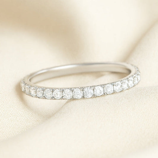 The Delicate Whisper: 1.5mm Moissanite Stackable Eternity Band