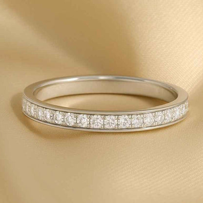 The Eternal Glow: 0.46ct Moissanite Pavé Half-Eternity Band