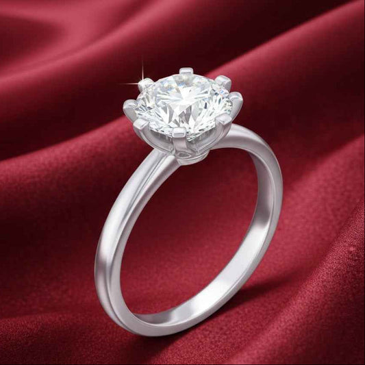 The Classic Radiance: 0.8ct Round Moissanite Solitaire Ring