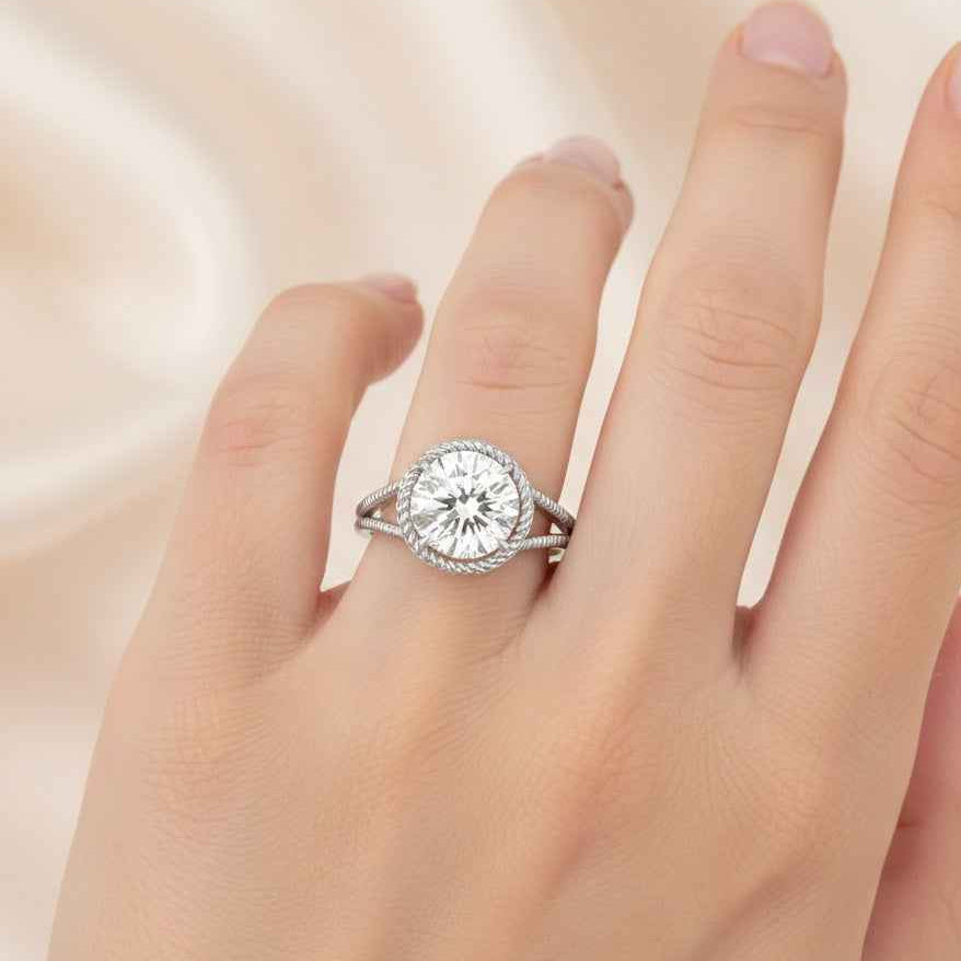The Eternal Knot: Oval Moissanite Celtic Trinity Engagement Ring