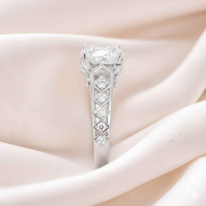 The Geometric Pear: Art Deco Inspired Moissanite Statement Ring