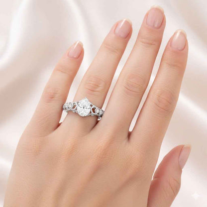 The Geometric Pear: Art Deco Inspired Moissanite Statement Ring