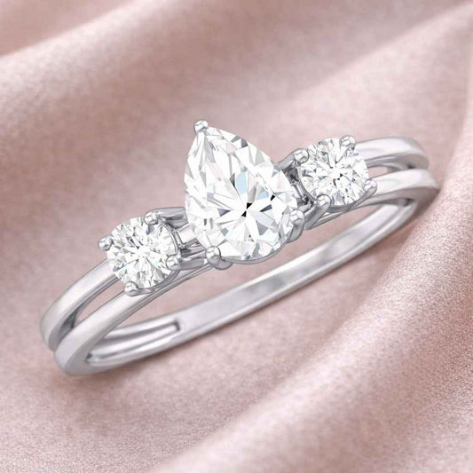 The Radiant Trilogy Pear: 1.2ct Moissanite Three-Stone Bridal Ring