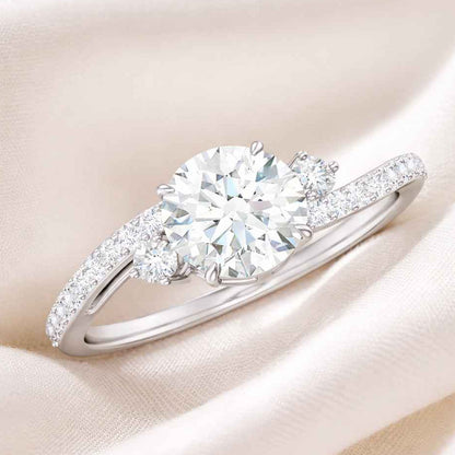 The Celestial Solitaire: 1ct Round Moissanite Accent Ring