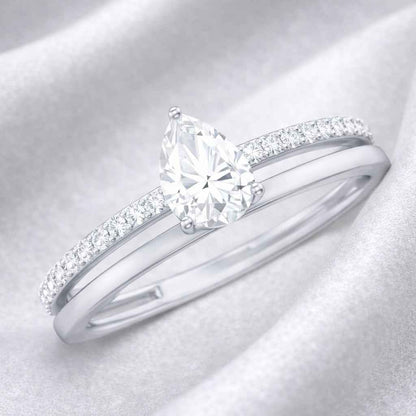 The Graceful Pear: 1.1ct Moissanite Pavé Engagement Ring