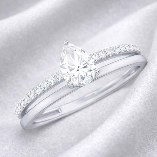 The Graceful Pear: 1.1ct Moissanite Pavé Engagement Ring