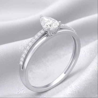 The Graceful Pear: 1.1ct Moissanite Pavé Engagement Ring