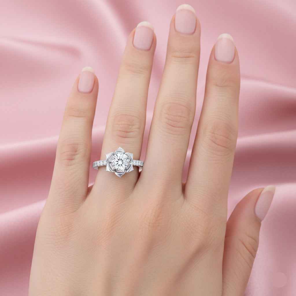 The Blooming Blossom: 1ct Moissanite Floral Engagement Ring