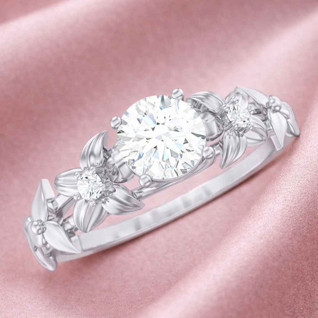 The Garden Solitaire: 1ct Moissanite Floral Vine Ring