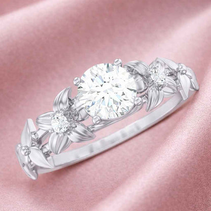 The Garden Solitaire: 1ct Moissanite Floral Vine Ring