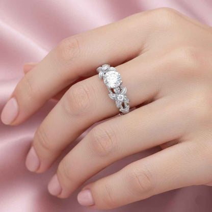 The Garden Solitaire: 1ct Moissanite Floral Vine Ring