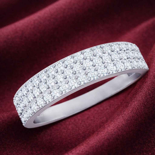 The Luminous Cascade: 1.5ct Triple-Row Moissanite Eternity Band