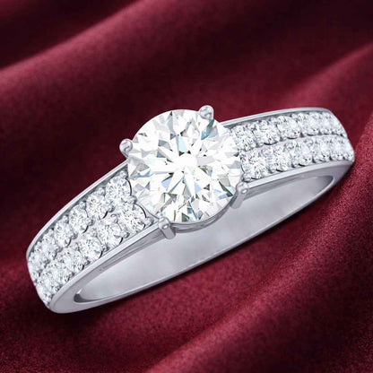 The Radiant Aura: 1.2ct Round Moissanite Multi-Row Engagement Ring
