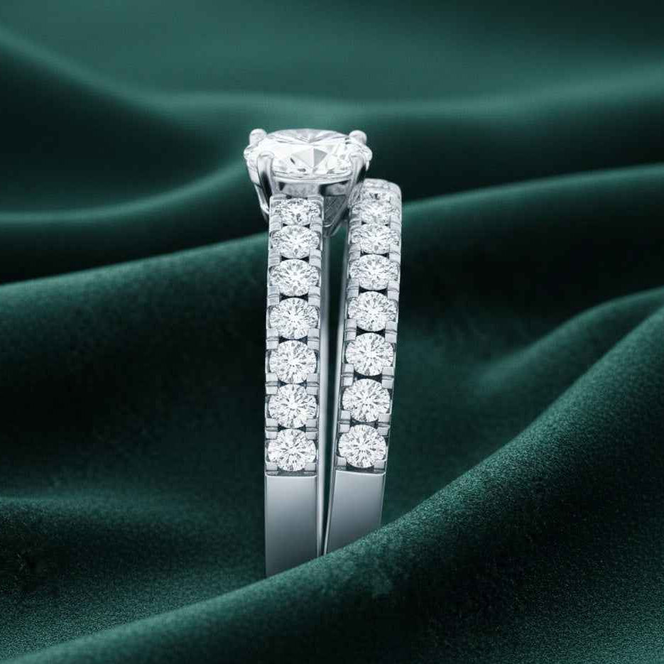 The Radiant Pear: 1.2ct Moissanite Bridal Stackable Set