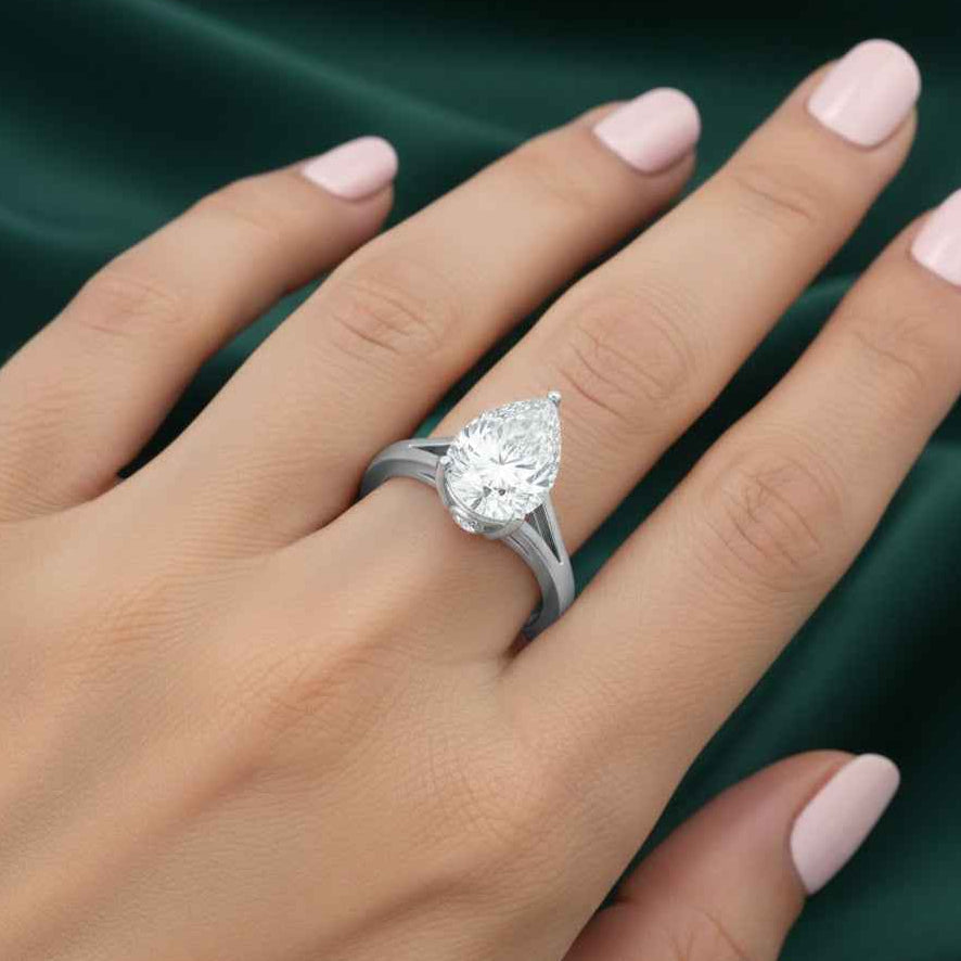 The Radiant Pear: Moissanite Split-Shank Engagement Ring