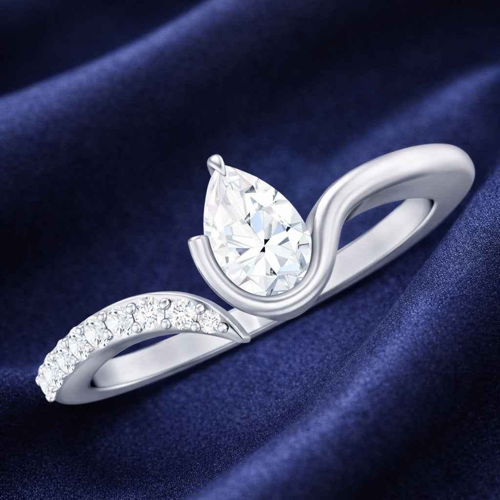 The Teardrop Grace: 0.8ct Pear Moissanite Bypass Ring