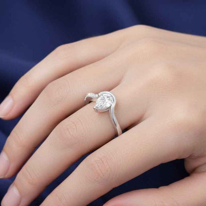 The Teardrop Grace: 0.8ct Pear Moissanite Bypass Ring