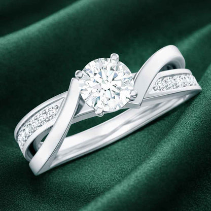 The Intertwined Promise: 0.6ct Round Moissanite Crossover Ring