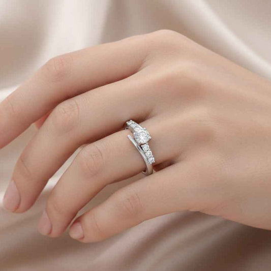 The Radiant Cushion: 3 Carat Moissanite Halo Bridal Set