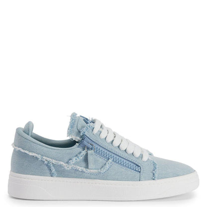 Giuseppe Zanotti GZ94 Sneakers - Chic White Denim Design with Luxurious Metal Detail