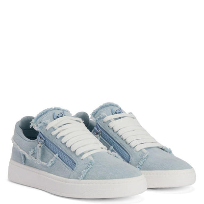 Giuseppe Zanotti GZ94 Sneakers - Chic White Denim Design with Luxurious Metal Detail