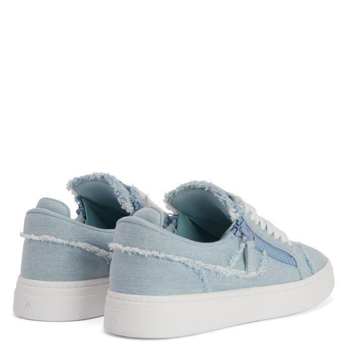 Giuseppe Zanotti GZ94 Sneakers - Chic White Denim Design with Luxurious Metal Detail