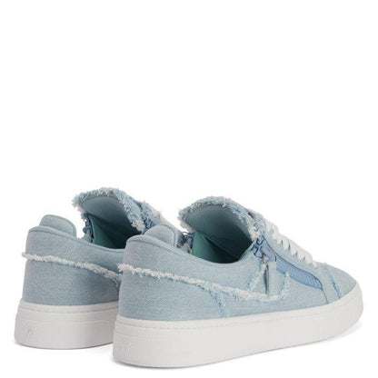 Giuseppe Zanotti GZ94 Sneakers - Chic White Denim Design with Luxurious Metal Detail