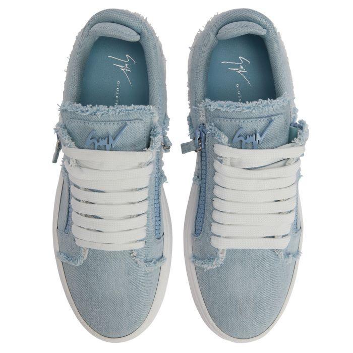 Giuseppe Zanotti GZ94 Sneakers - Chic White Denim Design with Luxurious Metal Detail