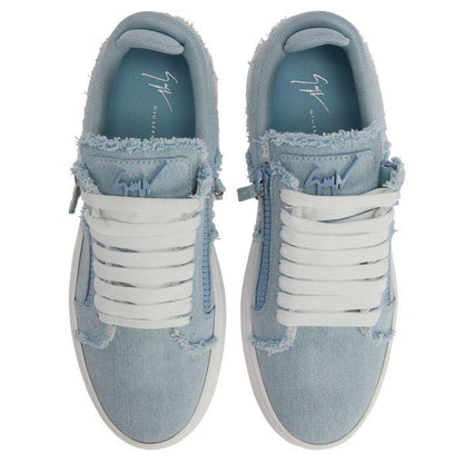 Giuseppe Zanotti GZ94 Sneakers - Chic White Denim Design with Luxurious Metal Detail