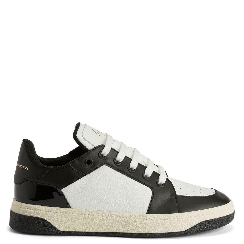 Giuseppe Zanotti GZ94 Premium Low-Top Sneakers In White Leather With Black Accents