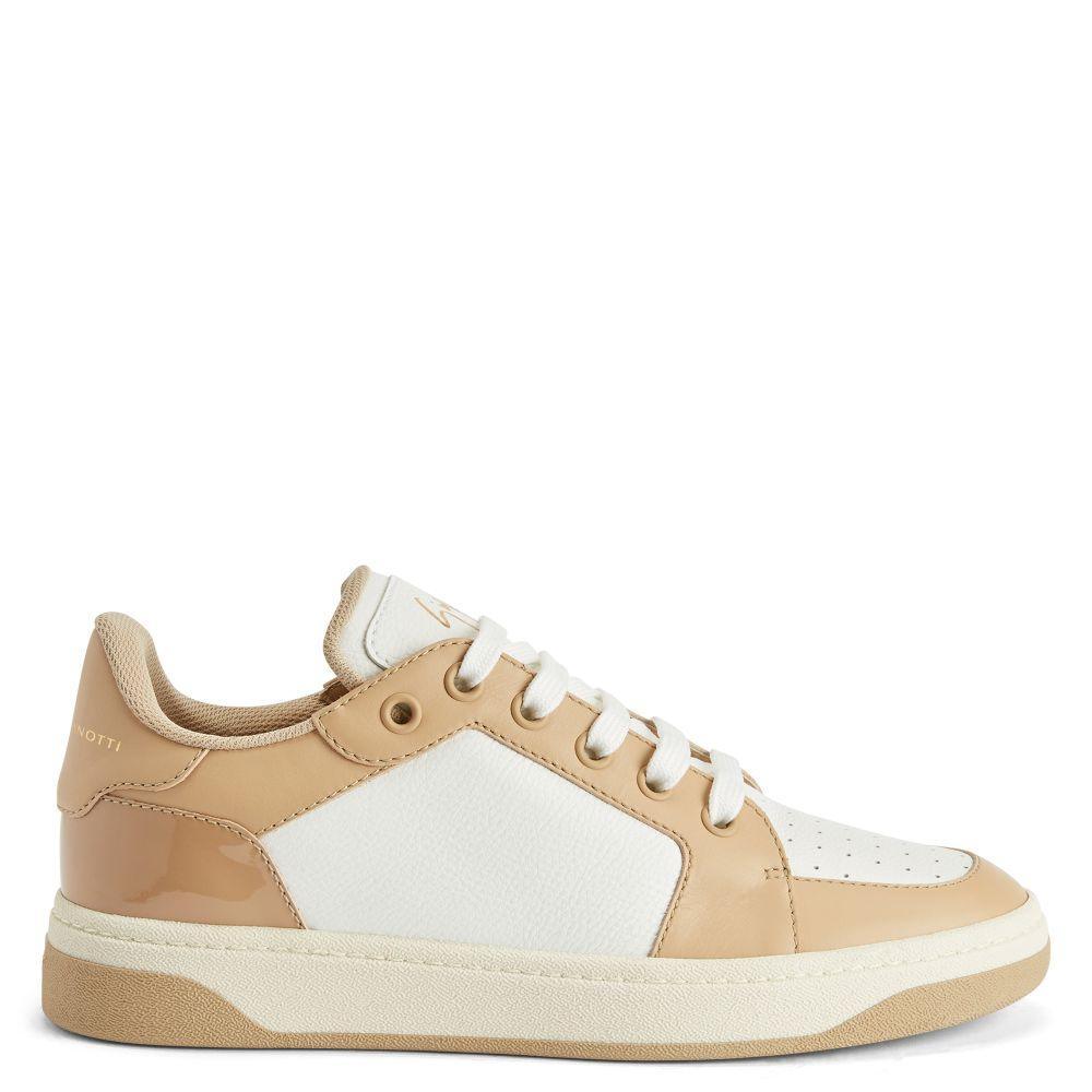Giuseppe Zanotti GZ94 Premium Low-Top Sneakers In White Leather With Black Accents