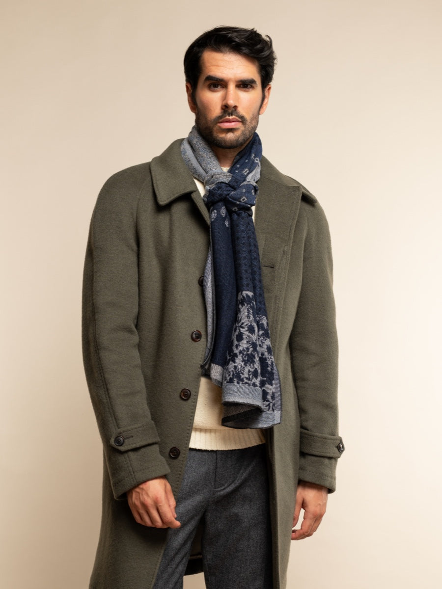 Federico (grey/blue) - Warm and soft Italian scarf from wool blend — photo 7 of 10