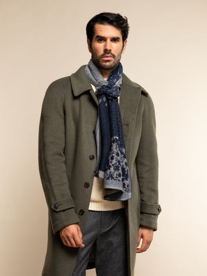 Federico (grey/blue) - Warm and soft Italian scarf from wool blend — photo 7 of 10