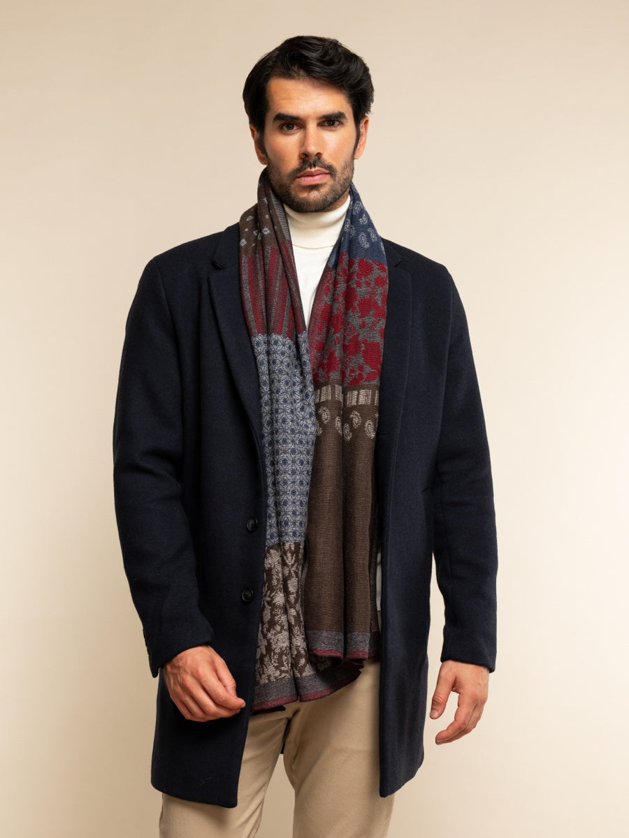 Federico (red/blue) - Warm and soft Italian scarf from wool blend — photo 10 of 10