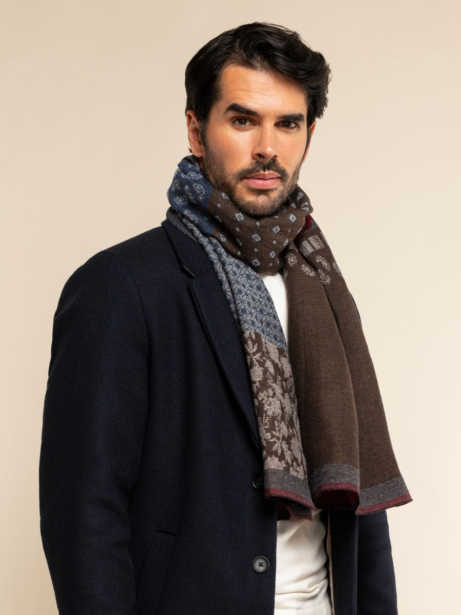 Federico (red/blue) - Warm and soft Italian scarf from wool blend — photo 8 of 10