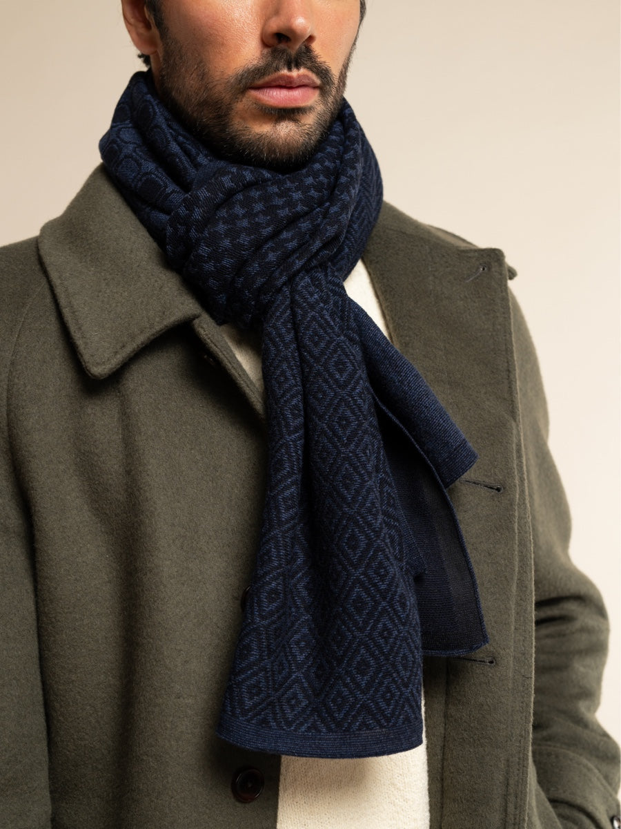 Bruno (blue) - Warm and soft Italian scarf from wool blend — photo 7 of 10