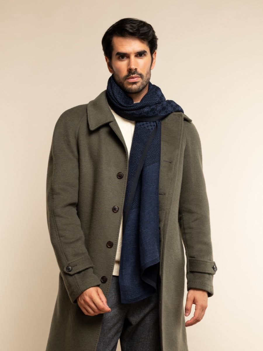 Bruno (blue) - Warm and soft Italian scarf from wool blend — photo 8 of 10